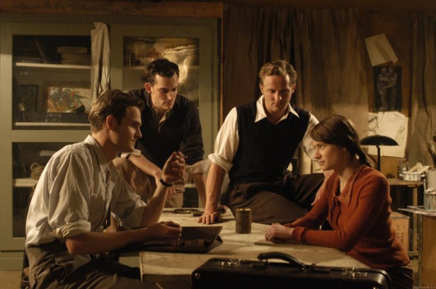 Julia Jentsch as Sophie Scholl with her brother Hans and other members of the White Rose group.