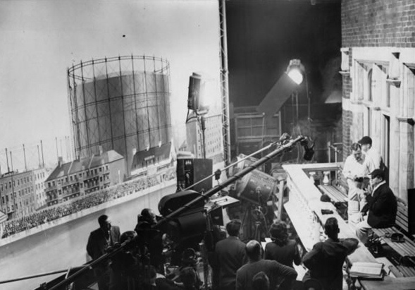 Jack Warner and Len Hutton on the film set.