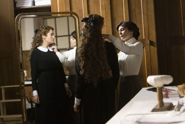 coco Coco (Audrey Tautou) demonstrates her understanding of the erotic charge offered by the 'orphange dress' she creates as fancy dress for her friend, the Parisian actress Emilienne (Emmanuelle Devos).