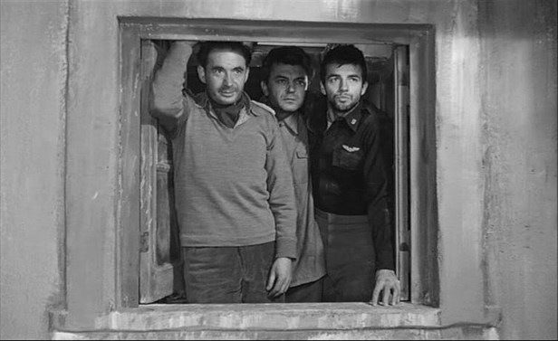 The three POWs (from left) Leo Genn, Sergei Bondarchuck and Peter Bradley