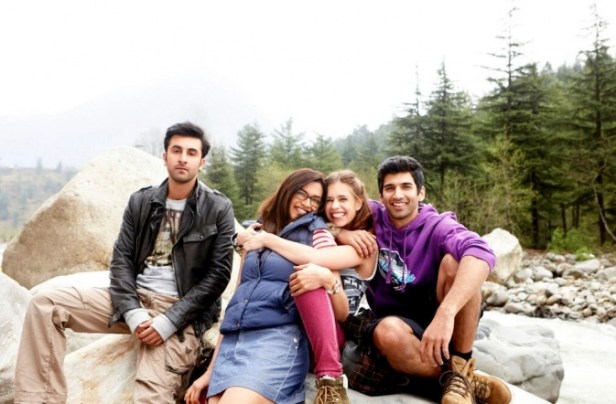 The four friends on the trekking holiday – a composition that clearly attempts to resemble a conventional holiday photograph.
