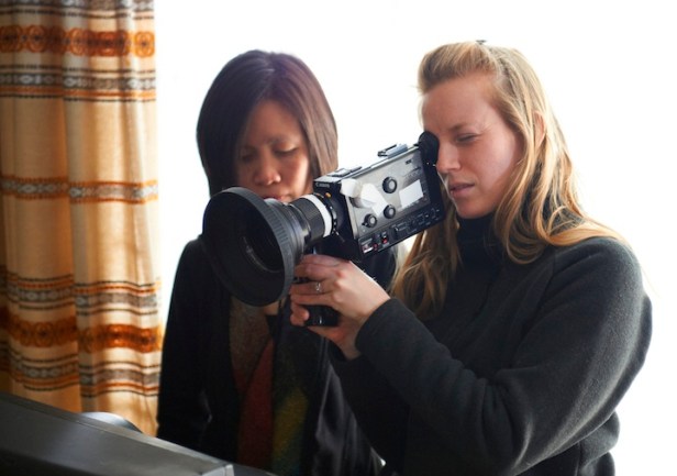 Sarah Polley (right) with cinematographer Iris Ng. Image from National Film Board of Canada, Ken Woroner.