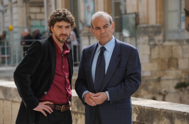 Michele Riondino as Salvo Montalbano and Andrea Tidona as the Fazio senior (from http://www.palomaronline.com/en/miniserietv/il-giovane-montalbano)