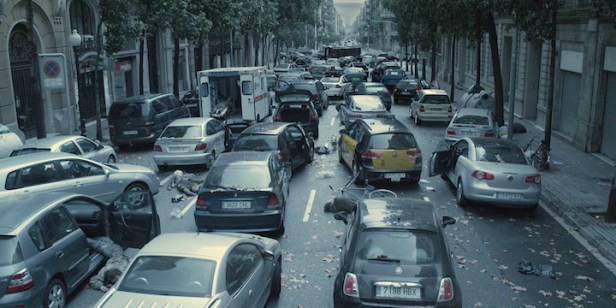 The abandoned cars after the virus strikes