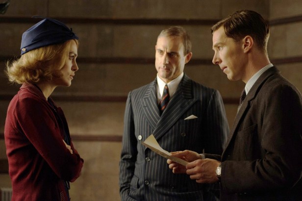 Joan Clark (Keira Knightley), Stuart Menzies (Mark Strong) and Alan Turing (Benedict Cumberbatch)