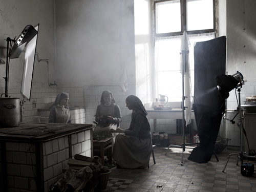 An image from the blog by 'BB' demonstrating the use of lighting set-ups in the kitchen scene at the convent (see below).