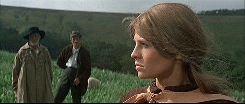 Julie Christie as Bathsheba Everdene in the scene where she has dismissed Gabriel Oak, but now feels that she needs him back.
