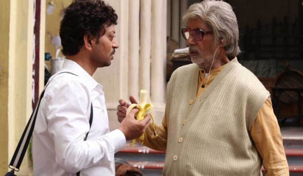 Irrfan Khan and Amitabh Bachchan discuss diet and bowel movements.