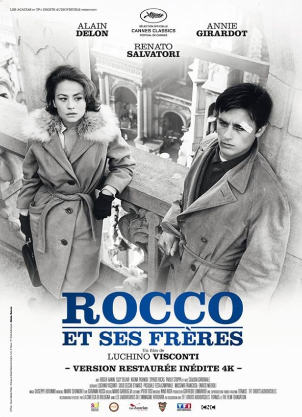 The French poster for the restored film showing Annie Girardot and Alain Delon. (The image from the film has been inverted for some reason.)