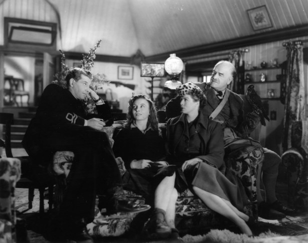 Torquil (Roger Livesesy), Catriona (Pamela Brown), Joan (Wendy Hiller) and the Colonel (Capt. Knight) in Catriona's house.